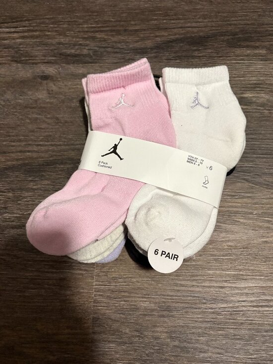 Jordan Other - Air Jordon Youth Girls 6 Pack Socks  Ankle 5y-7y  9-11  NIP NEW light colors